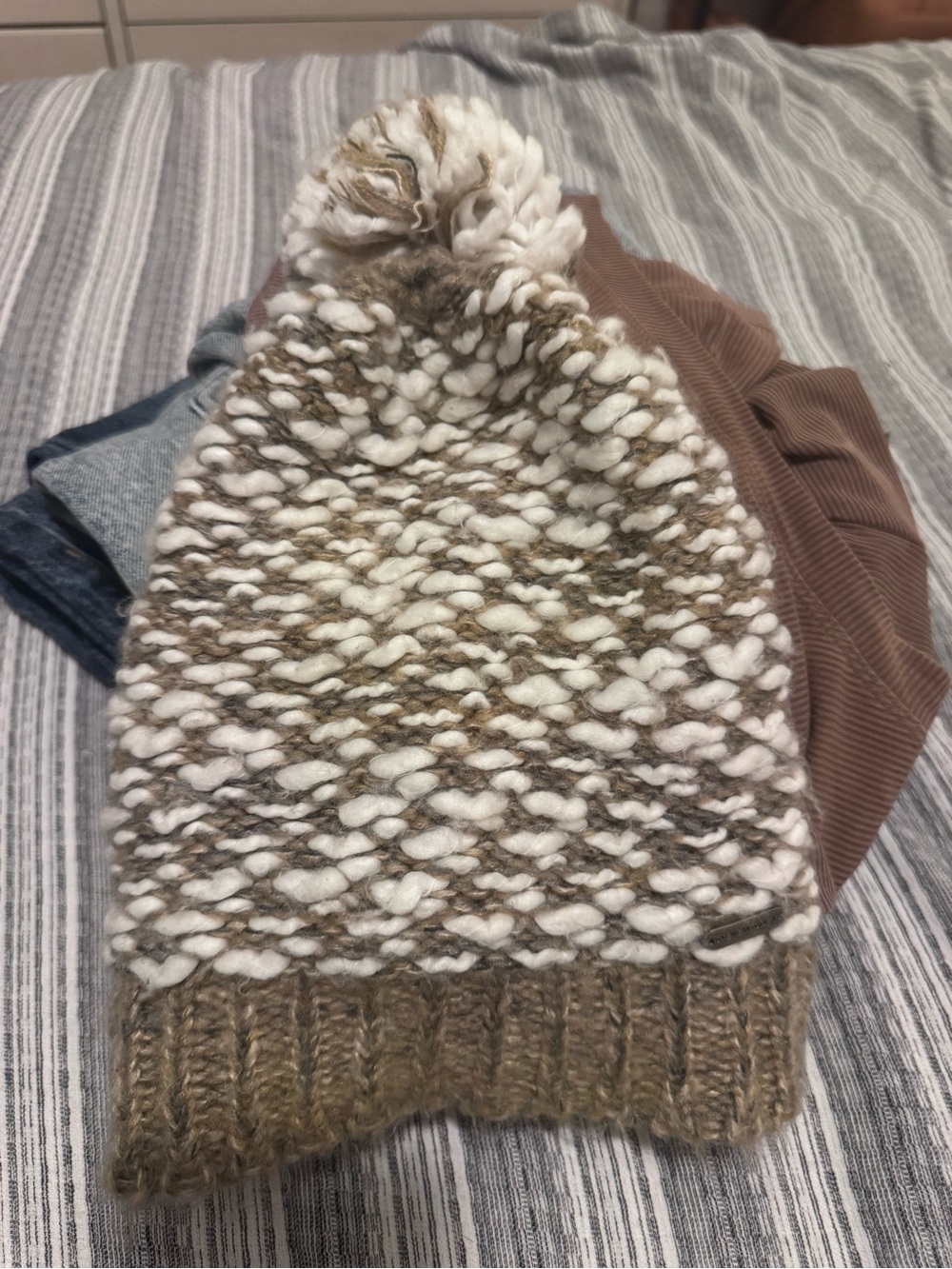 Steve Madden Taupe Knit Beanie